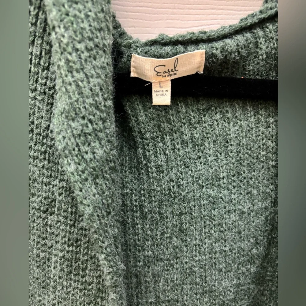 Easel Green and Cream Striped Cardigan